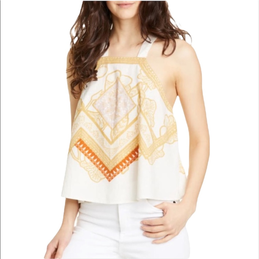 Free People Cool Cabana Patterned Tank Top Size L NEW